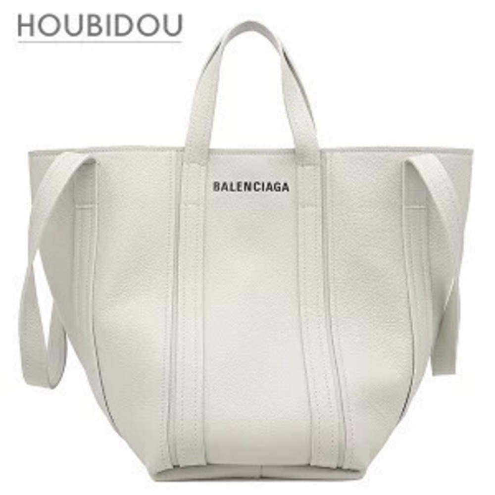 Balenciaga North South Tote Bag Leather White Gray Strap
